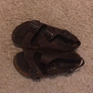 RARE Birkenstock sandals with strap on heel